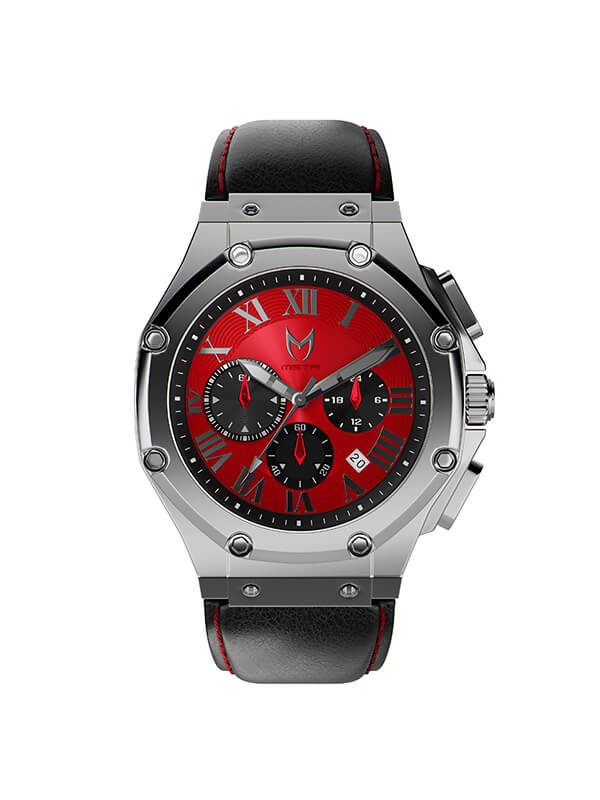 AM1012LB - AMBASSADOR SILVER / RED / LEATHER BAND - Image 3