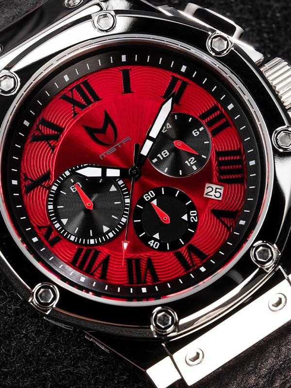 AM1012LB - AMBASSADOR SILVER / RED / LEATHER BAND - Image 5