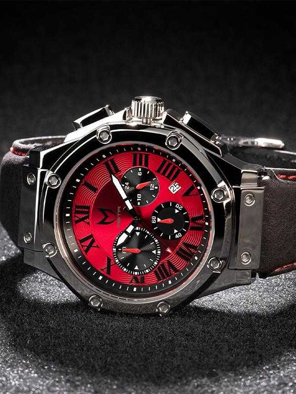 AM1012LB - AMBASSADOR SILVER / RED / LEATHER BAND - Image 6