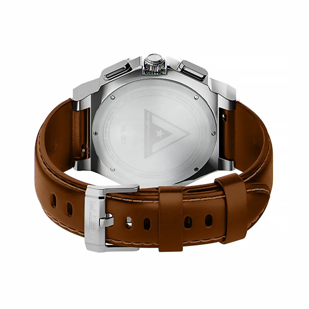 AM1037LB - AMBASSADOR SILVER / GREEN / BROWN LEATHER WATCH - Image 5