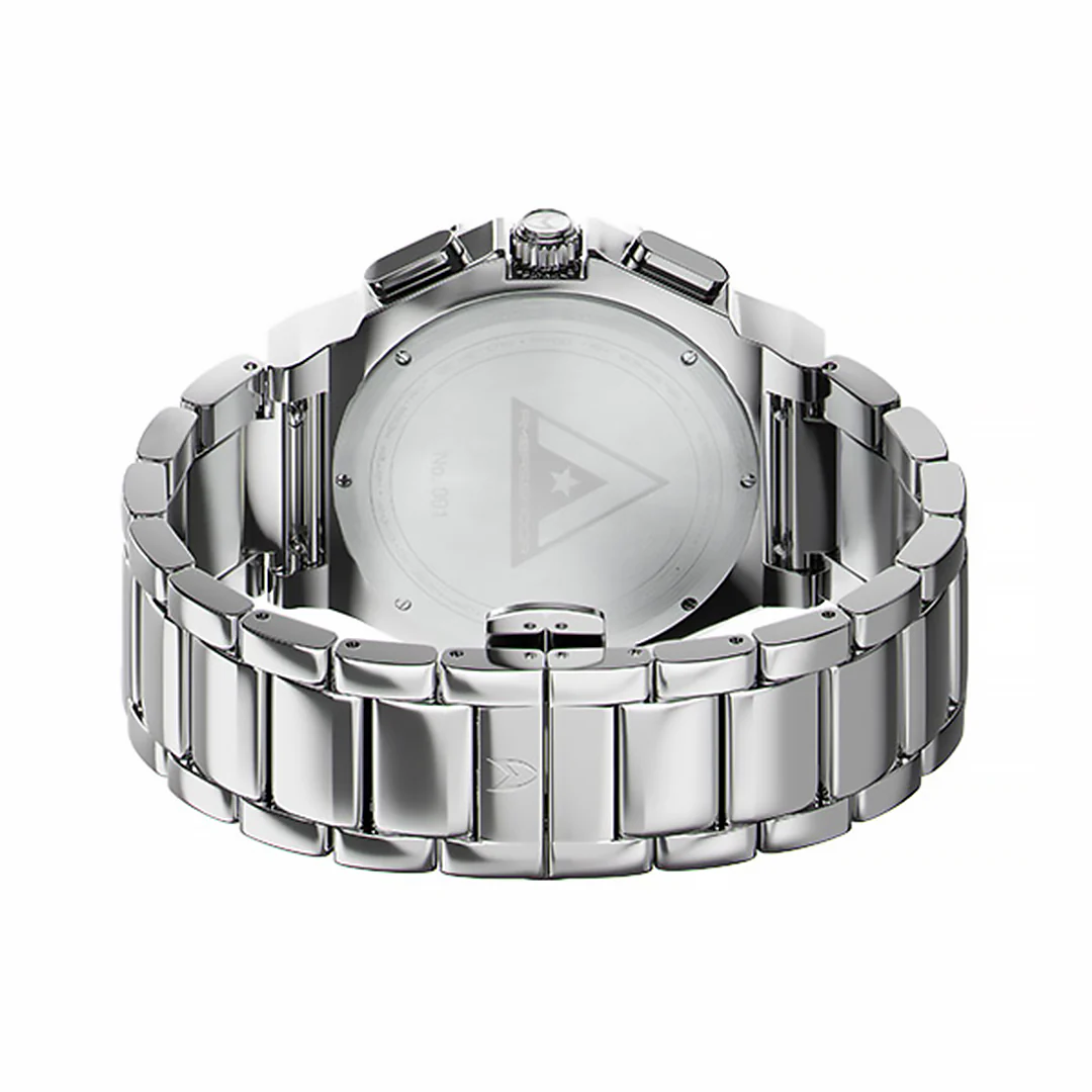 AM1037SS - AMBASSADOR SILVER / GREEN / SILVER STEEL BAND WATCH - Image 4