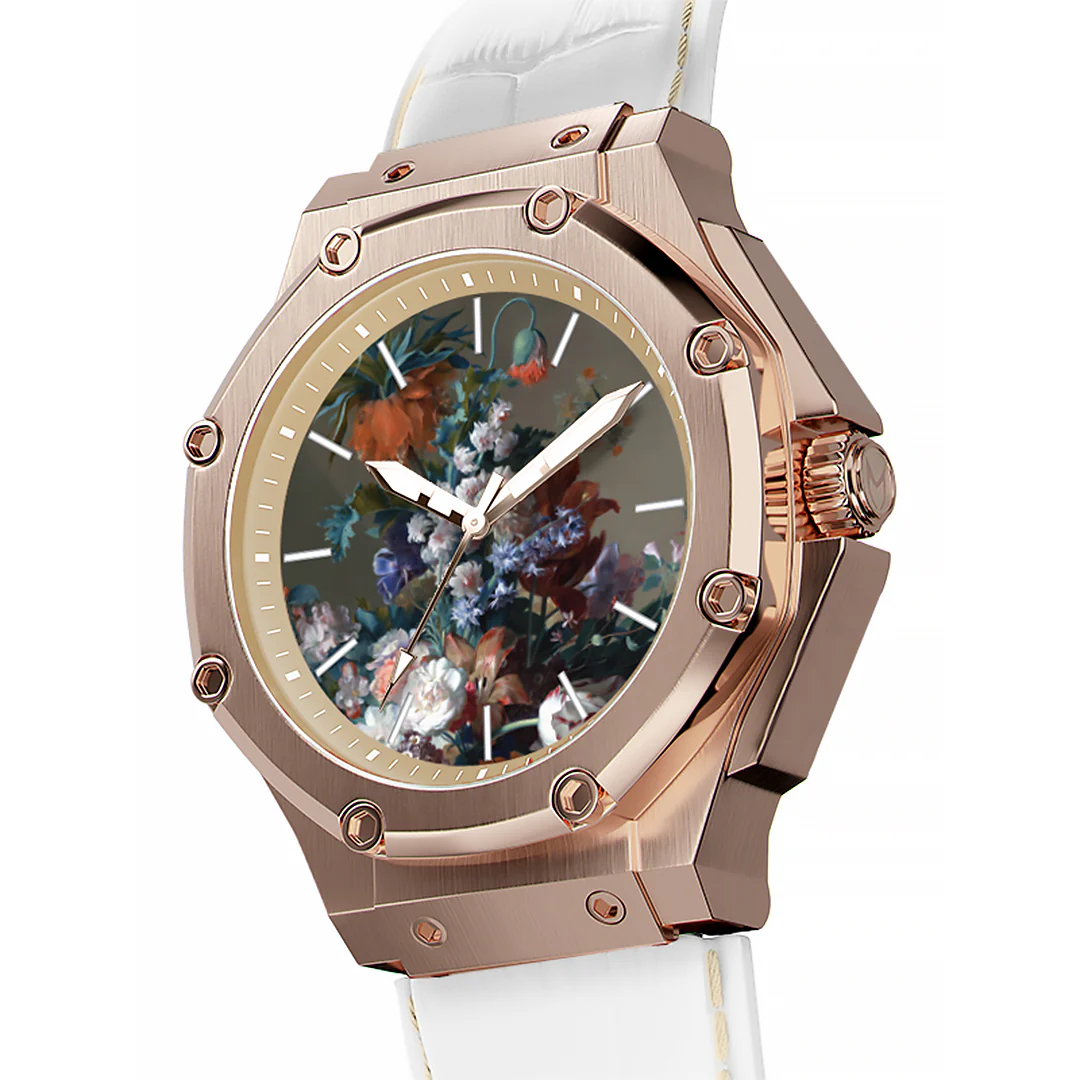 AM406LB - 41 MM JAN VAN HUYSUM WATCH ROSE GOLD WITH LEATHER STRAP - Image 3