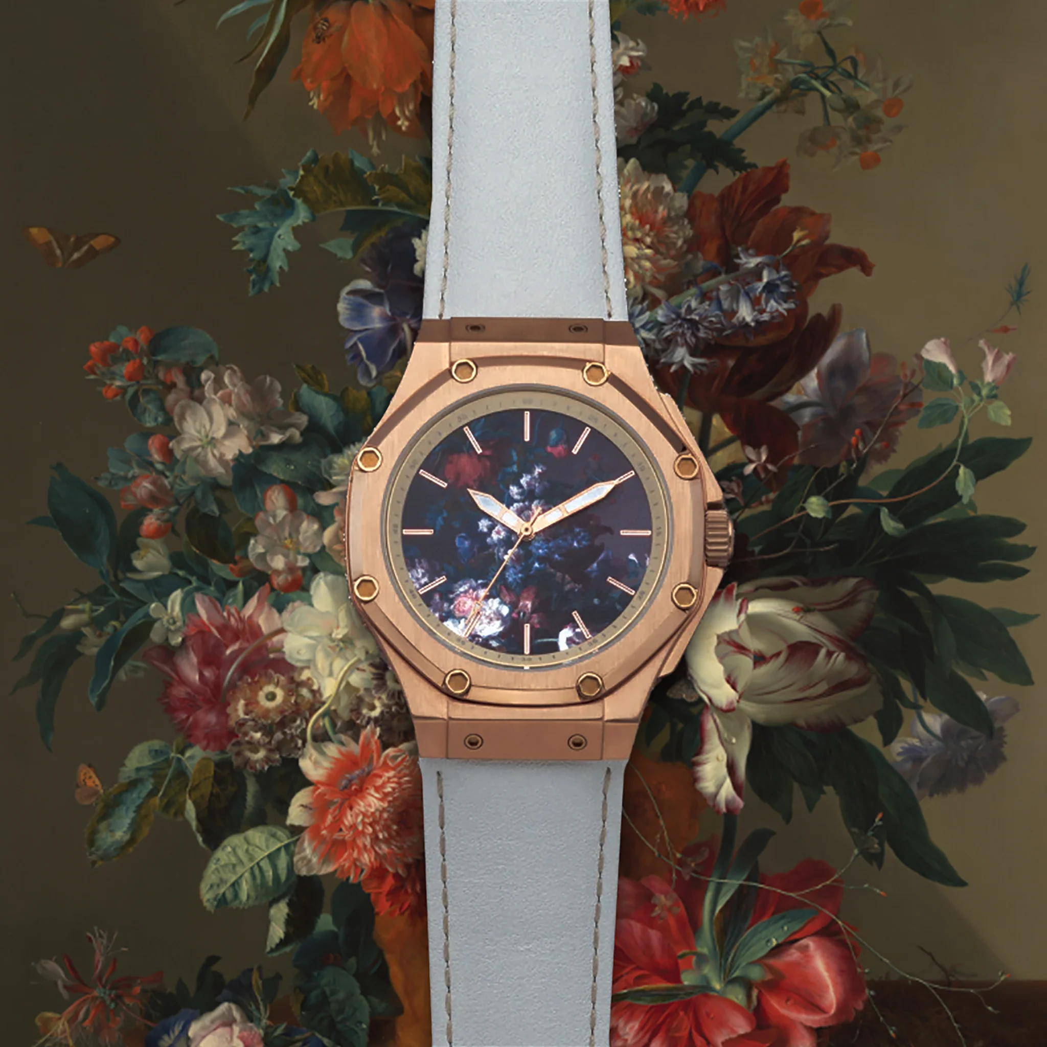 AM406LB - 41 MM JAN VAN HUYSUM WATCH ROSE GOLD WITH LEATHER STRAP - Image 6