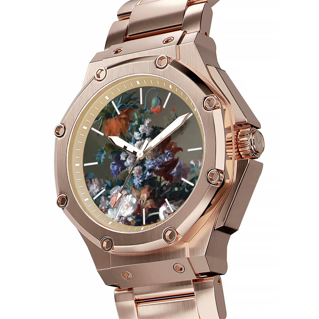 AM406SS - 41 MM JAN VAN HUYSUM WATCH ROSE GOLD WITH STEEL STRAP - Image 3
