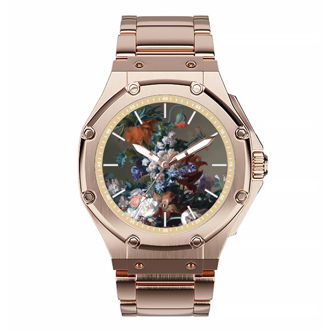 AM406SS - 41 MM JAN VAN HUYSUM WATCH ROSE GOLD WITH STEEL STRAP - Image 4