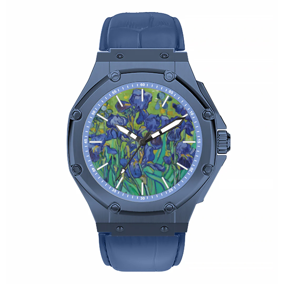 AM407LB - 41 MM VAN GOGH MATTE BLUE WATCH WITH LEATHER STRAP - Image 4