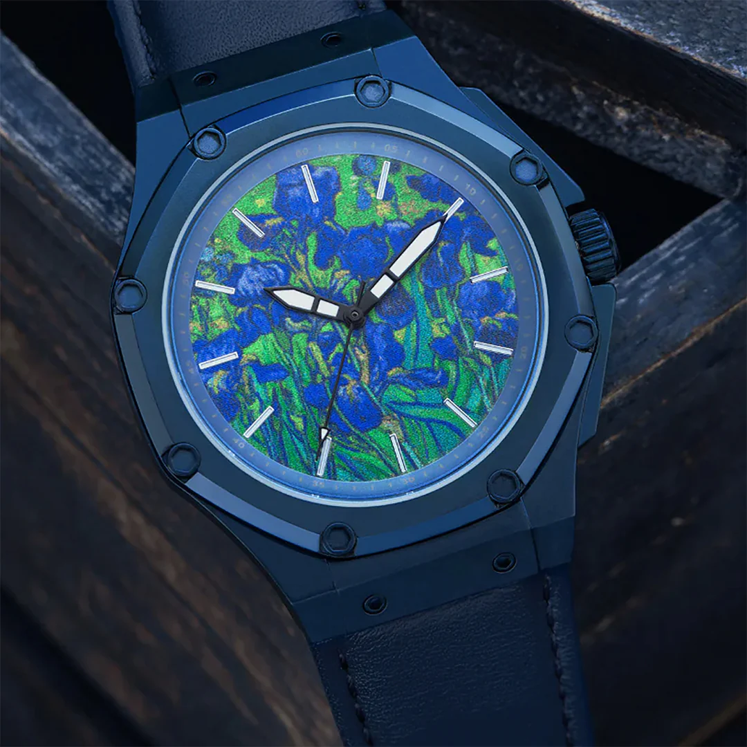 AM407LB - 41 MM VAN GOGH MATTE BLUE WATCH WITH LEATHER STRAP - Image 7