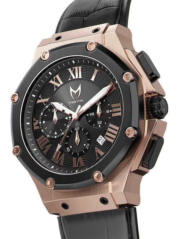 AM139CB - AMBASSADOR ROSE GOLD / BLACK / CROC STYLE BAND - Image 3