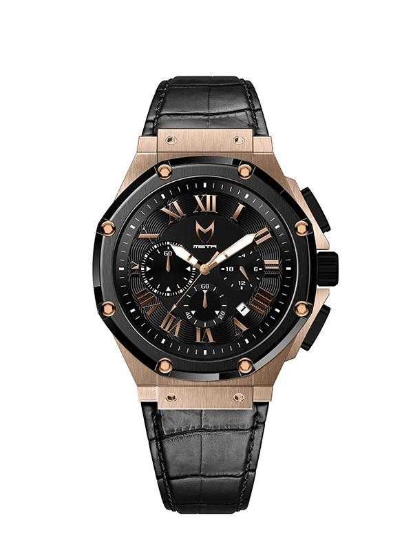 AM139CB - AMBASSADOR ROSE GOLD / BLACK / CROC STYLE BAND - Image 4